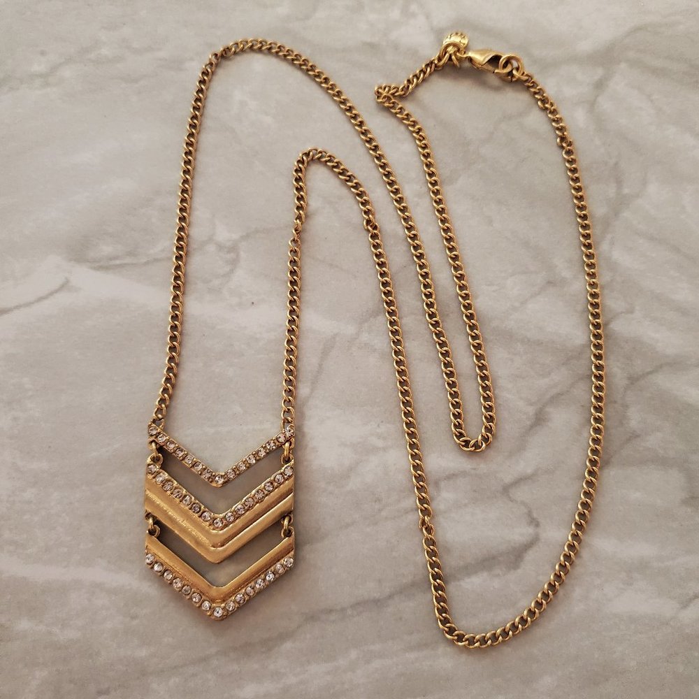 ✨ J.Crew Rhinestone Crystal Pave Chevron Modern Pendant Necklace ✨